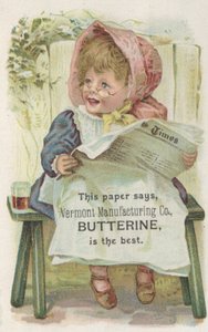 Reklama dla Vermont Manufacturing Co. Butterine, c.1880 autorstwa American School