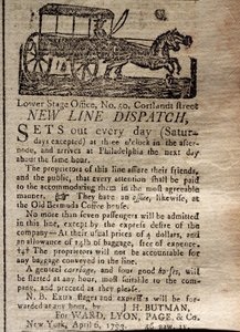 Reklama dla New Line Dispatch, z The New York Journal & Patriotic Register, 6 kwietnia 1793 (druk) autorstwa American School