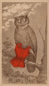 Karta reklamowa gorsetów Reliance (kolorowa litografia) autorstwa American School