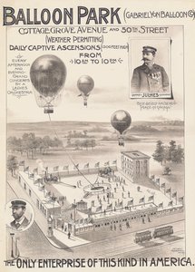 Plakat reklamowy Balloon Park w Chicago, USA, ok.1888 r. autorstwa American School