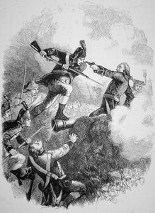 Amerykański generał Anthony Wayne zdobywa brytyjską twierdzę w Stony Point odważnym atakiem bagnetowym w lipcu 1779 r. (lito) autorstwa American School
