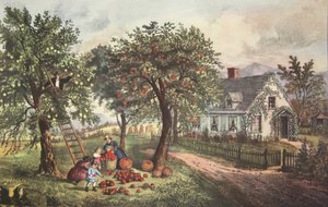 American Homestead - Jesień, wyd. 1869, Currier i Ives autorstwa American School