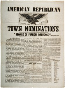 Nominacje amerykańskich miast republikańskich: strzeż się wpływów zagranicznych, ok. 1845 r autorstwa American School
