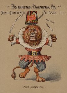 Amerykańska karta handlowa reklamująca gotowaną peklowaną wołowinę z firmy Fairbank Canning Company, Chicago, Illinois autorstwa American School