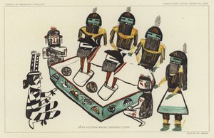 Anya Katcina Manas mieląca kukurydzę (kolorowa litografia) autorstwa American School