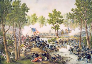 Bitwa pod Spottsylvania, maj 1864, grawerowana przez Kurza i Allison autorstwa American School