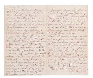 List z raportem z bitwy autorstwa G. L. Brehcta (pióro i tusz na papierze) autorstwa American School