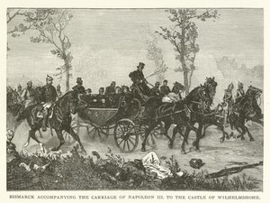 Bismarck towarzyszący przewozowi Napoleona III do zamku Wilhelmshohe autorstwa American School