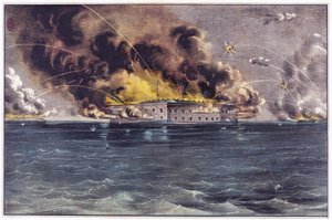 Bombardowanie Fort Sumter, Port Charleston, 12 i 13 kwietnia 1861, wyd. 1861 autorstwa American School