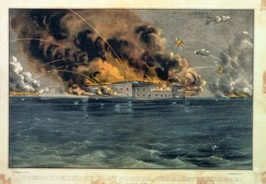 Bombardowanie Fort Sumter, Port Charleston, 12 i 13 kwietnia 1861, wyd. przez Currier und Ives autorstwa American School