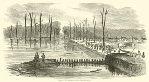Przerwa w Mississippi Levee, w pobliżu kanału, marzec 1863 autorstwa American School