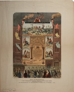 Broadside dotyczący rekrutacji Afroamerykanów i świętowania emancypacji w Maryland, Ringwalt & Brown (fl.1863-1865), ok. 1 listopada 1864 (patrz także GLC 696015, 696016 i 696017)