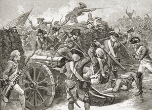 Zdobycie reduty w Yorktown, 1781, z „Krótkiej historii Stanów Zjednoczonych”, opublikowanej przez AS Barnes und Co. w 1885 autorstwa American School