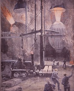 Huta Carnegie, przetwórcy Bessemera na pełnych obrotach, Pittsburgh, Pensylwania autorstwa American School