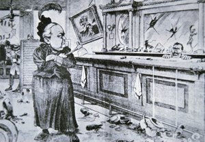 Carry Nation z jej toporem, c.1905 (lito) autorstwa American School