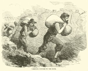 Wnoszenie prochu do kopalni, lipiec 1864 autorstwa American School