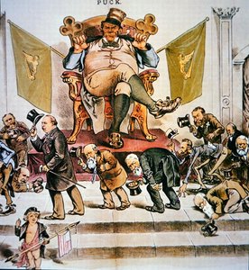 Karykatura przedstawiająca irlandzką władzę polityczną w Stanach Zjednoczonych, w filmie „Puck”, 3 kwietnia 1889 (kolor lito) autorstwa American School