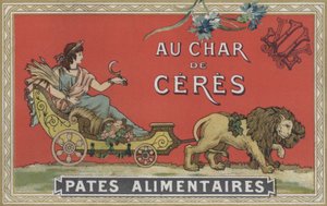 Ceres na wozie ciągniętym przez lwy (kolorowa litografia) autorstwa American School