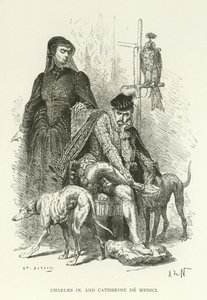 Karol IX i Katarzyna de Medici autorstwa American School