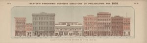 Chestnut Street od siódmej do szóstej (North Side), ilustracja z „Panoramicznego katalogu biznesowego firmy Baxter w Filadelfii” autorstwa American School