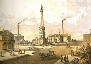 Chicago Water Works, z Chicago Illustrated, z opisami literackimi Jamesa W. Sheahana, wydane przez Jevne & Almini, Chicago, 1866-67 autorstwa American School