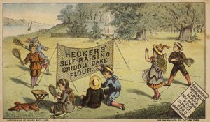 Dzieci grające w racquetballa, reklamujące mąkę autorstwa American School