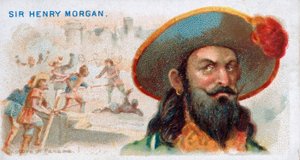 Karta papierosowa Sir Henry Morgan, Zdobycie Panamy, wyd. 1888 litografia kolorowa. autorstwa American School