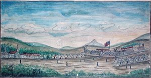 Miasto i zamek Perote, Meksyk (akwarela na papierze) autorstwa American School