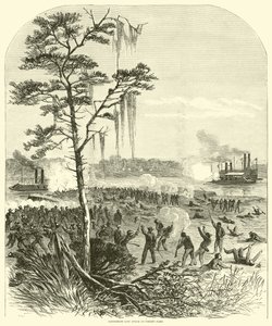 Konfederacki atak lądowy na flotę Porterów, kwiecień 1864 autorstwa American School