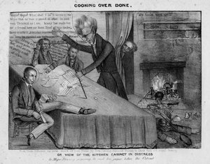 Gotowanie skończone lub Widok szafki kuchennej w niebezpieczeństwie, ok. 1833 r. autorstwa American School