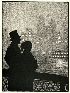 Para patrząca na panoramę Manhattanu autorstwa American School