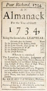 Okładka Biednego Richarda, almanach, 1734 (druk) autorstwa American School