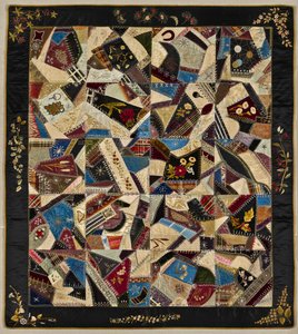 Crazy Quilt, ok. 1875-1900 (jedwab, brokat i aksamit) autorstwa American School