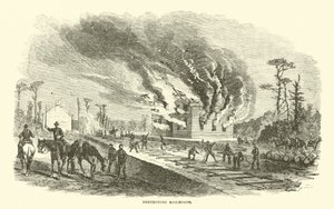Niszczenie linii kolejowych, kwiecień 1863 autorstwa American School
