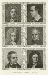 Wybitni autorzy angielscy, Joseph Addison, Oliver Goldsmith, Daniel de Foe, WS Landor, Thomas De Quincey, Richard Steele autorstwa American School