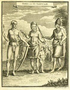 Sukienka mieszkańców Cape Lope Gonsalvo i Rio Gabon, ilustracja z „Nawyki na Złotym Wybrzeżu”, Thomas Astley, 1745-47 autorstwa American School