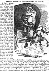 Jadąc naprzód, czyli jak Davy Crockett zdobywa swoją żonę, z almanachu Crocketta na rok 1856, opublikowany, Nowy Jork, 1855 autorstwa American School