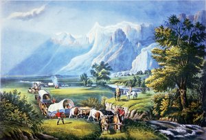 Emigranci przemierzający równiny autorstwa American School