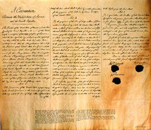 Faksymile Konwencji o zakupie Luizjany przez Stany Zjednoczone, 30 kwietnia 1803 r autorstwa American School