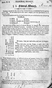 Federal Money, strona z The Scholars Arithmetic 6th Edition, Daniel Adams, opublikowana przez NHKeene, 1810 (druk) autorstwa American School