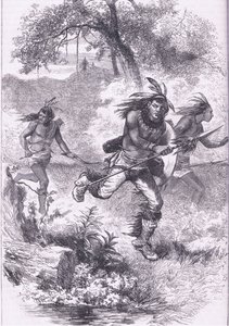 Ucieczka Indian po masakrze, ilustracja z pubu Cassell