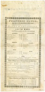 Lista win Domu Franklina na 23 maja 1844, 1844 (grawerowane menu) autorstwa American School
