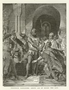 Fryderyk Barbarossa prosi o pomoc Henryka Lwa autorstwa American School