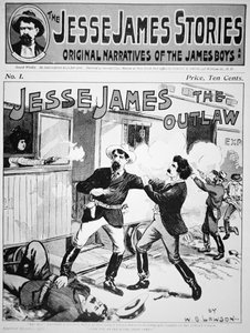 Przednia okładka „The Jesse James Stories” wydrukowana 1898 (lito) autorstwa American School