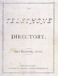 Przednia okładka „Książki telefonicznej” z listopada 1878 r. autorstwa American School