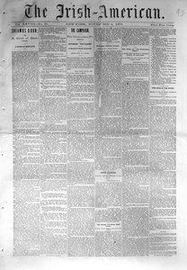Strona tytułowa The Irish-American, opublikowanej w Nowym Jorku, 4 listopada 1876 (newsprint) autorstwa American School