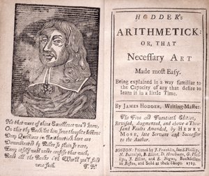 Frontyspis i strona tytułowa Hodders Arithmetic lub, That Necessary Art Made most Easy, autorstwa Jamesa Hoddera, 1719 autorstwa American School