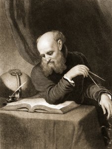 Galileusz z kompasem i diagramami, ok. 1880 r. (rycina) autorstwa American School