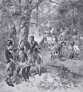 Generał Francis Marion w obozie (lito) autorstwa American School