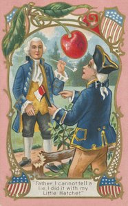 George Washington spowiada się przed ojcem (kolor lito) autorstwa American School